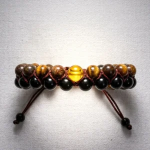 pulsera con ambar, ojo de tigre y obsidiana - barba larga