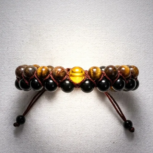 pulsera con ambar, ojo de tigre y obsidiana - barba larga